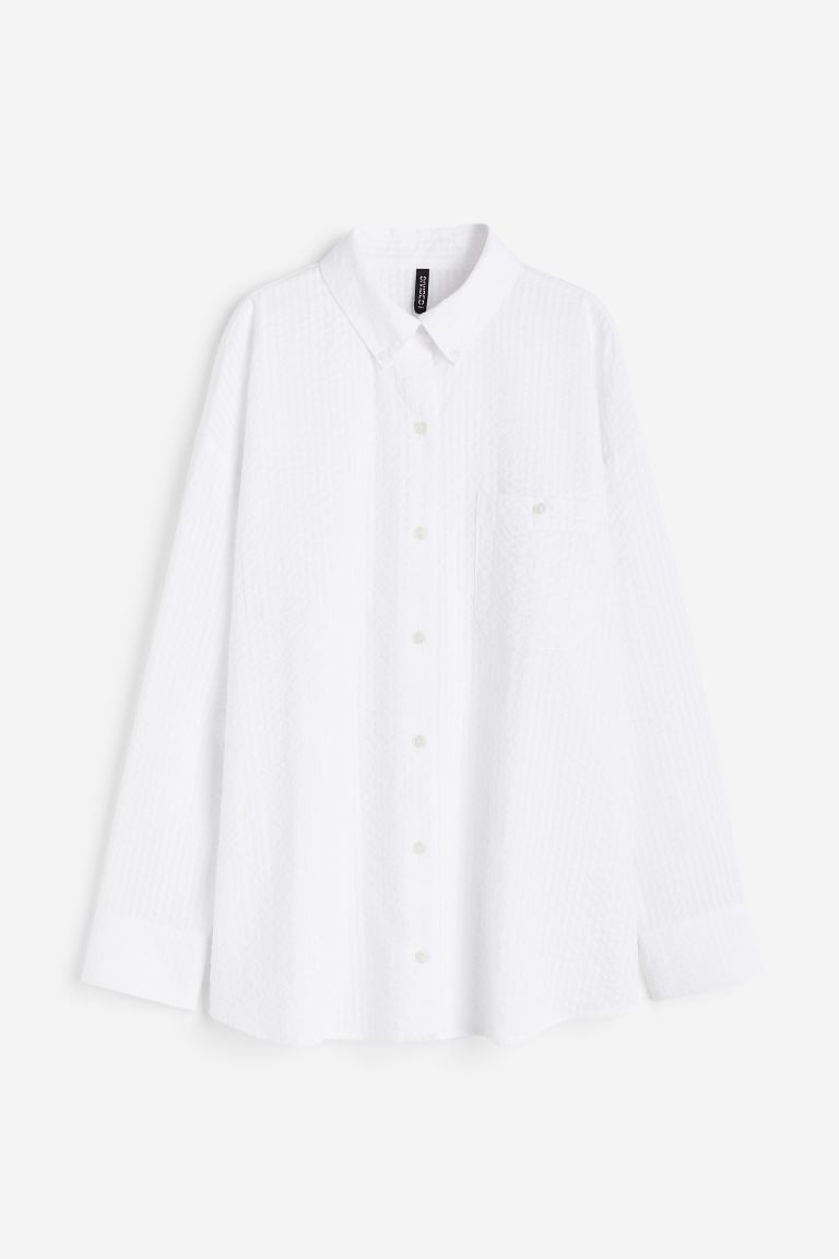 Oversized seersucker shirt | H&M (UK, MY, IN, SG, PH, TW, HK)
