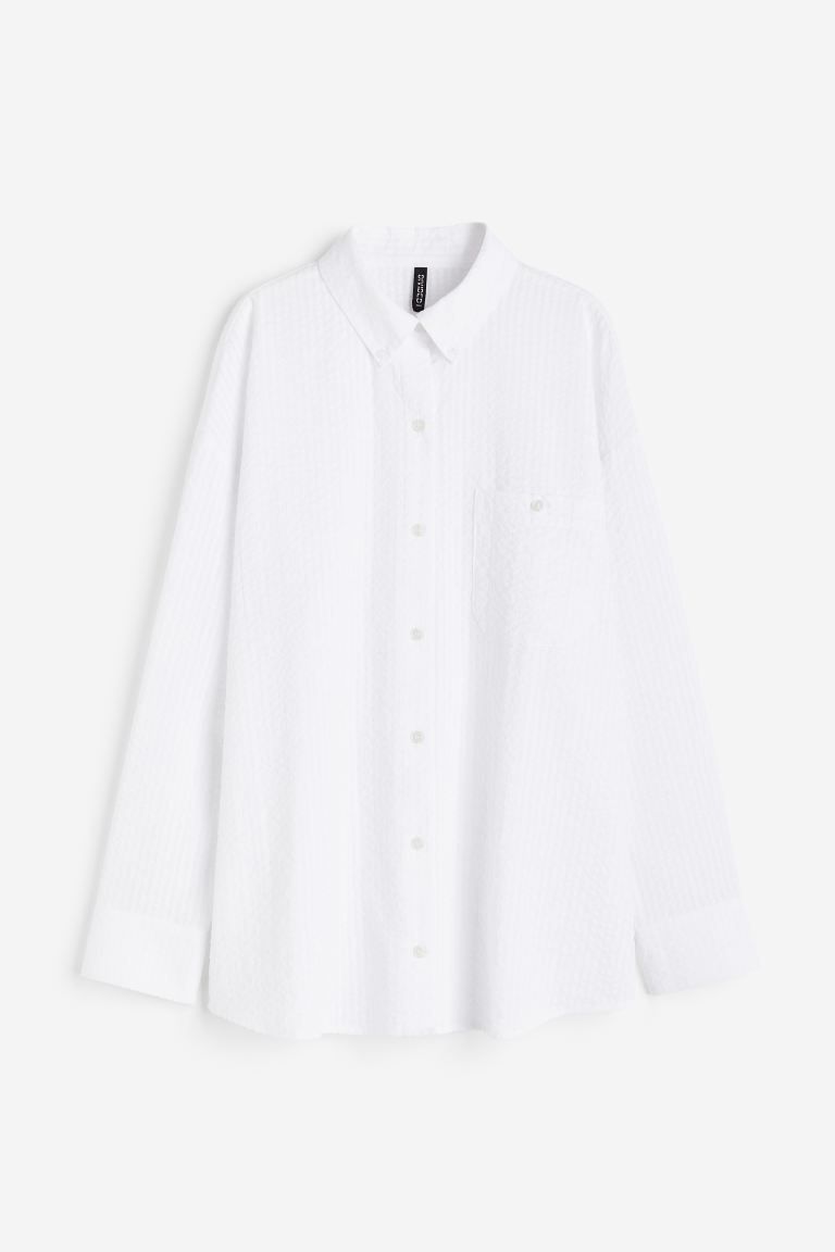 Oversized seersucker shirt | H&M (UK, MY, IN, SG, PH, TW, HK)