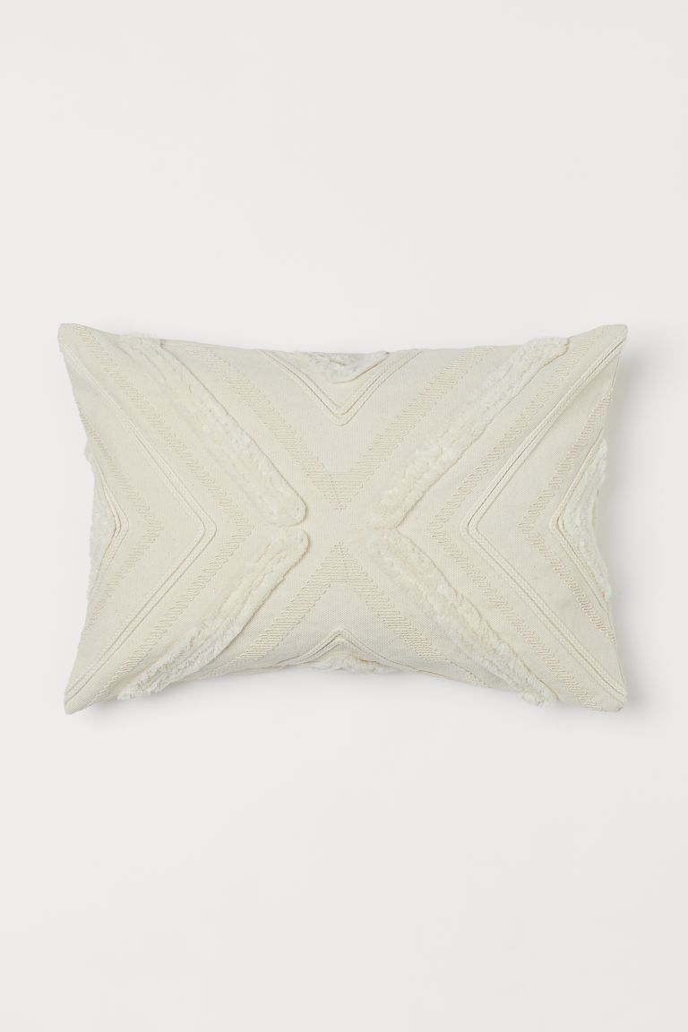 Cushion cover in a cotton weave. Patterned front with embroidered, braided and tufted sections in... | H&M (UK, MY, IN, SG, PH, TW, HK)