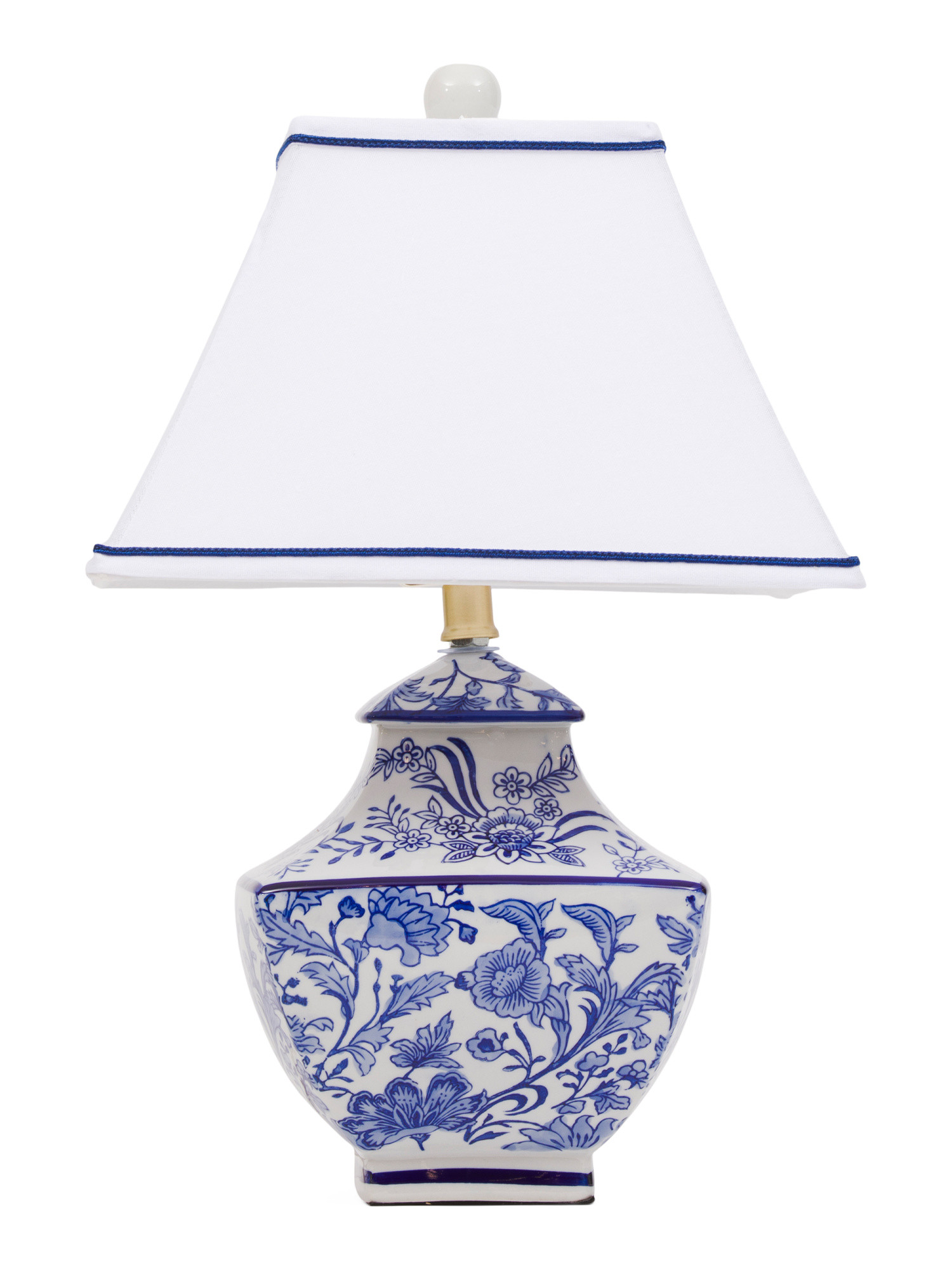 19.5in Floral Metallic Accented Table Lamp With Linen Shade | TJ Maxx