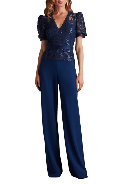 Tadashi Shoji Beaded Bodice Jumpsuit in Midnight at Nordstrom, Size 6 | Nordstrom