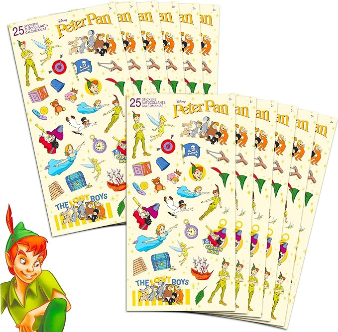 Classic Peter Pan Stickers Party Favors Set ~ Bundle with Over 300 Peter Pan Stickers Featuring T... | Amazon (US)