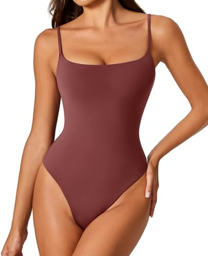 Avidlove Body Suits for Womens Sleeveless Bodysuits Square Neck Bodysuit Seamless Body Suit Tops (Dark Fuchsia, XS) | Amazon (US)