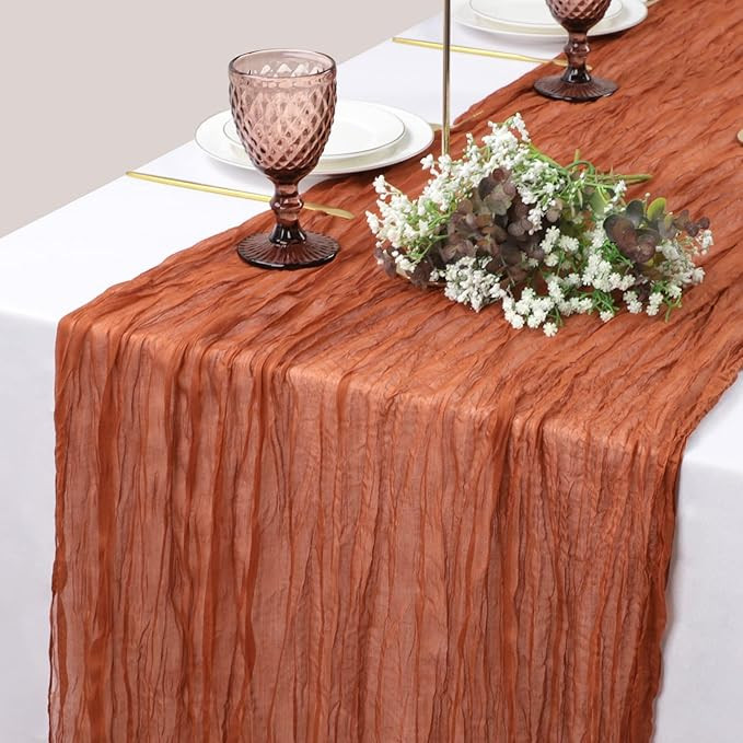 LVEFIT Terracotta Cheesecloth Table Runner 13.3ft Long Gauze Table Runner Rustic Wedding Cheese C... | Amazon (US)