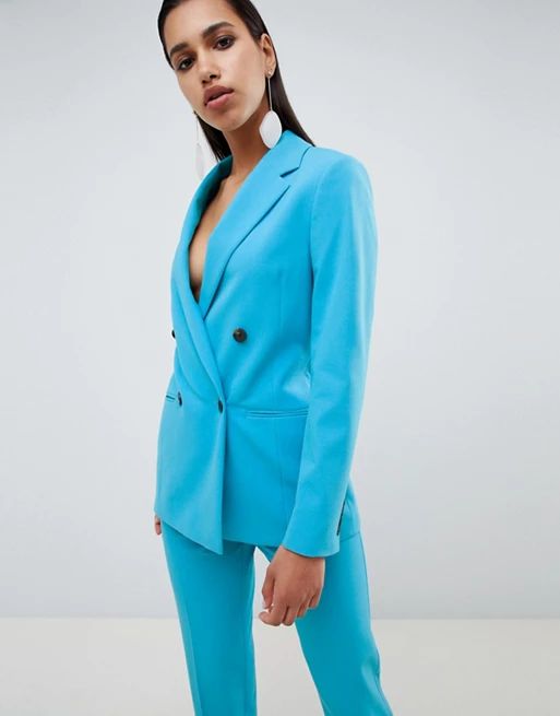 ASOS DESIGN tailored pop blue longline double breasted blazer | ASOS US