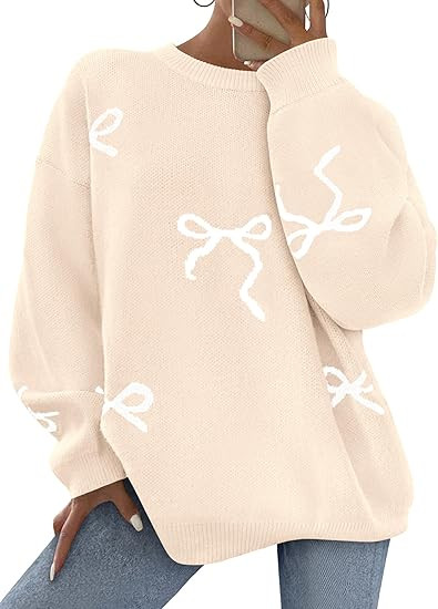PRETTYGARDEN Fall Long Sleeve Pullover Sweaters for Women 2025 Trendy Crewneck Casual Cute Bow Ch... | Amazon (US)