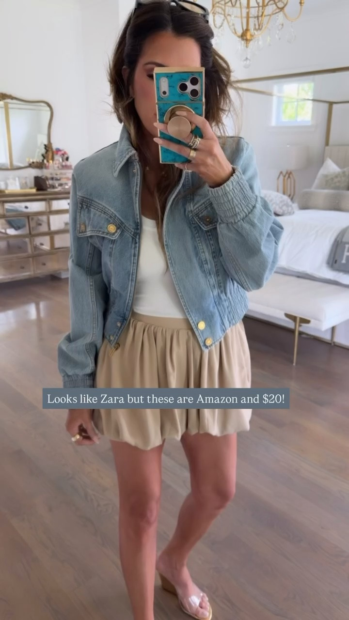These bubble shorts look almost identical to a pair I have from Zara!! Wearing size medium. I probably could wear a small due to the elastic waistband!! 

Amazon fashion, Amazon finds, Zara fashion, Skort, Bubble shirts, Denim jacket, Cropped jacket, Summer outfits, Workwear, Emily Gemma

#LTKSeasonal #LTKstorytime #LTKdayinmylife