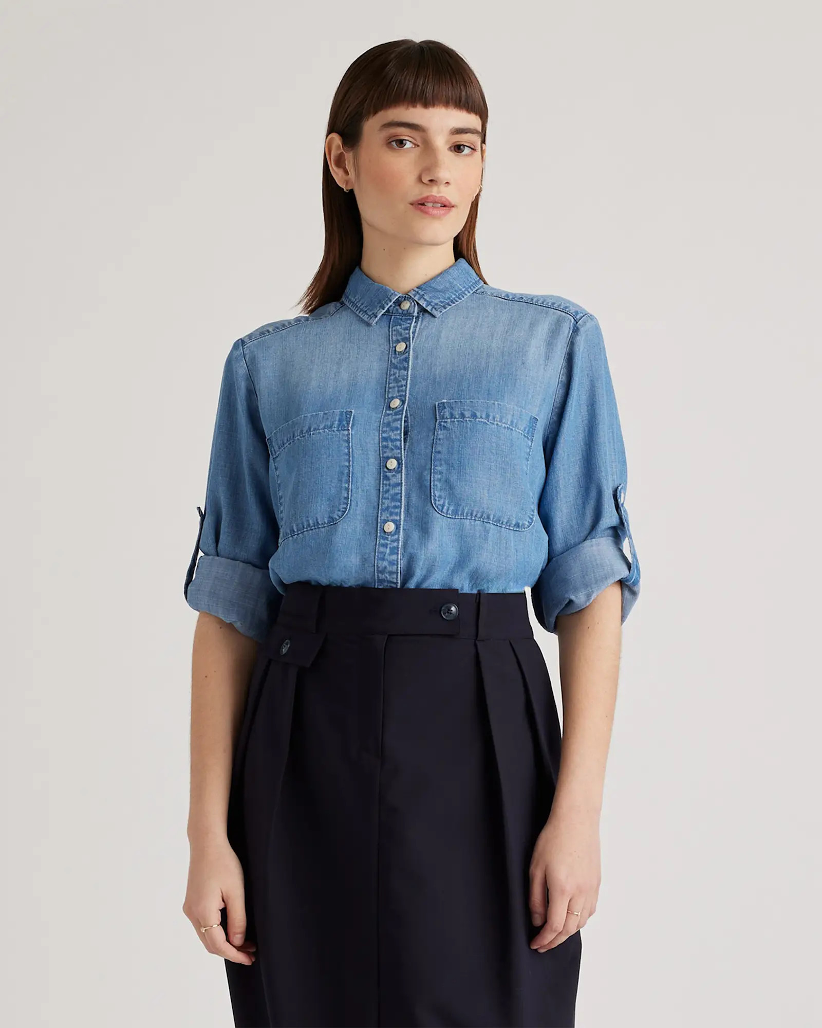 Chambray Tencel Long Sleeve Shirt | Quince