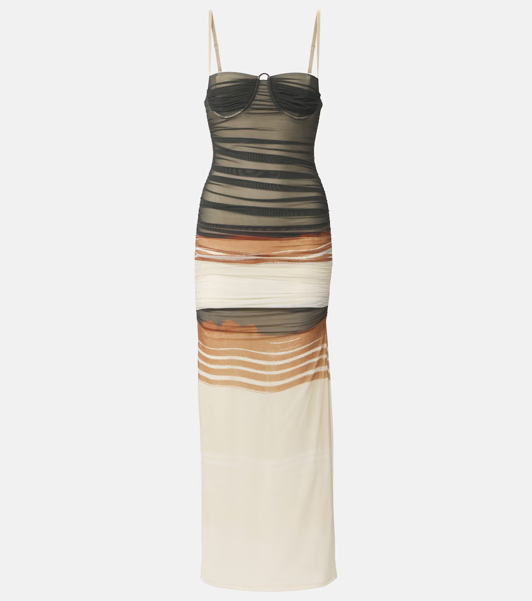 Breeze striped ruched mesh midi dress | Mytheresa (UK)
