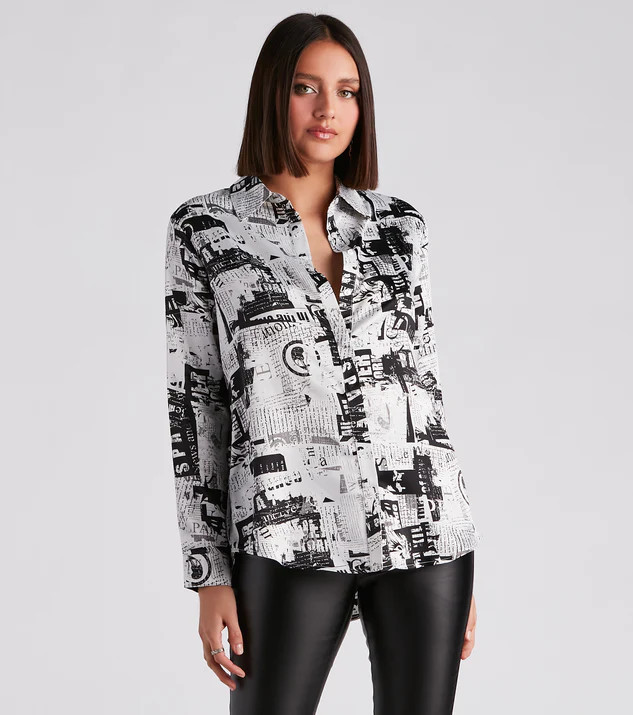 Daily Scoop Satin Newspaper Top | Windsor Stores