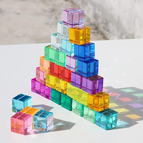Rainbow Crystal Acrylic Cubes Children Learning Color Light Shadow Toy, Stacking Gem Blocks Senso... | Amazon (US)