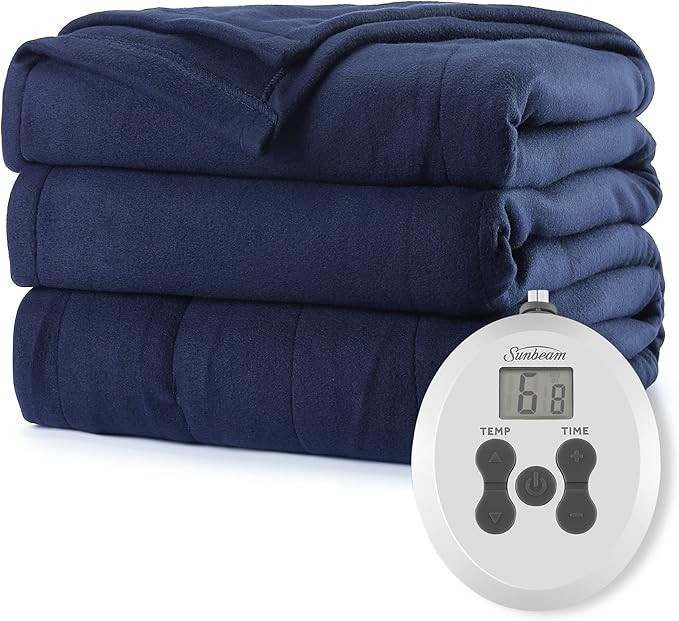Sunbeam Royal Ultra Admiral Blue Heated Blanket - Full | Amazon (US)