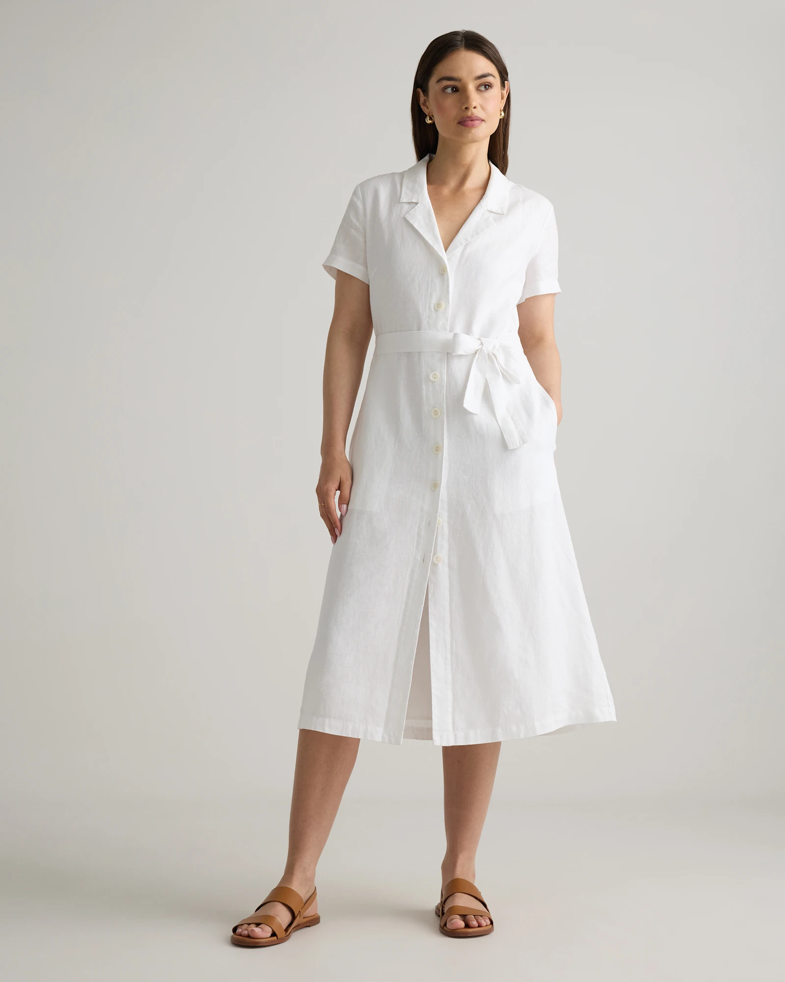 100% European Linen Button Front Dress | Quince