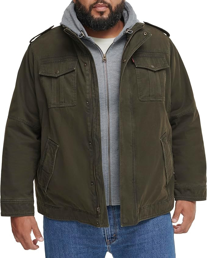 Levi's Men's Washed Cotton Hooded Military Jacket (Regular, Big, Tall Sizes) | Amazon (US)