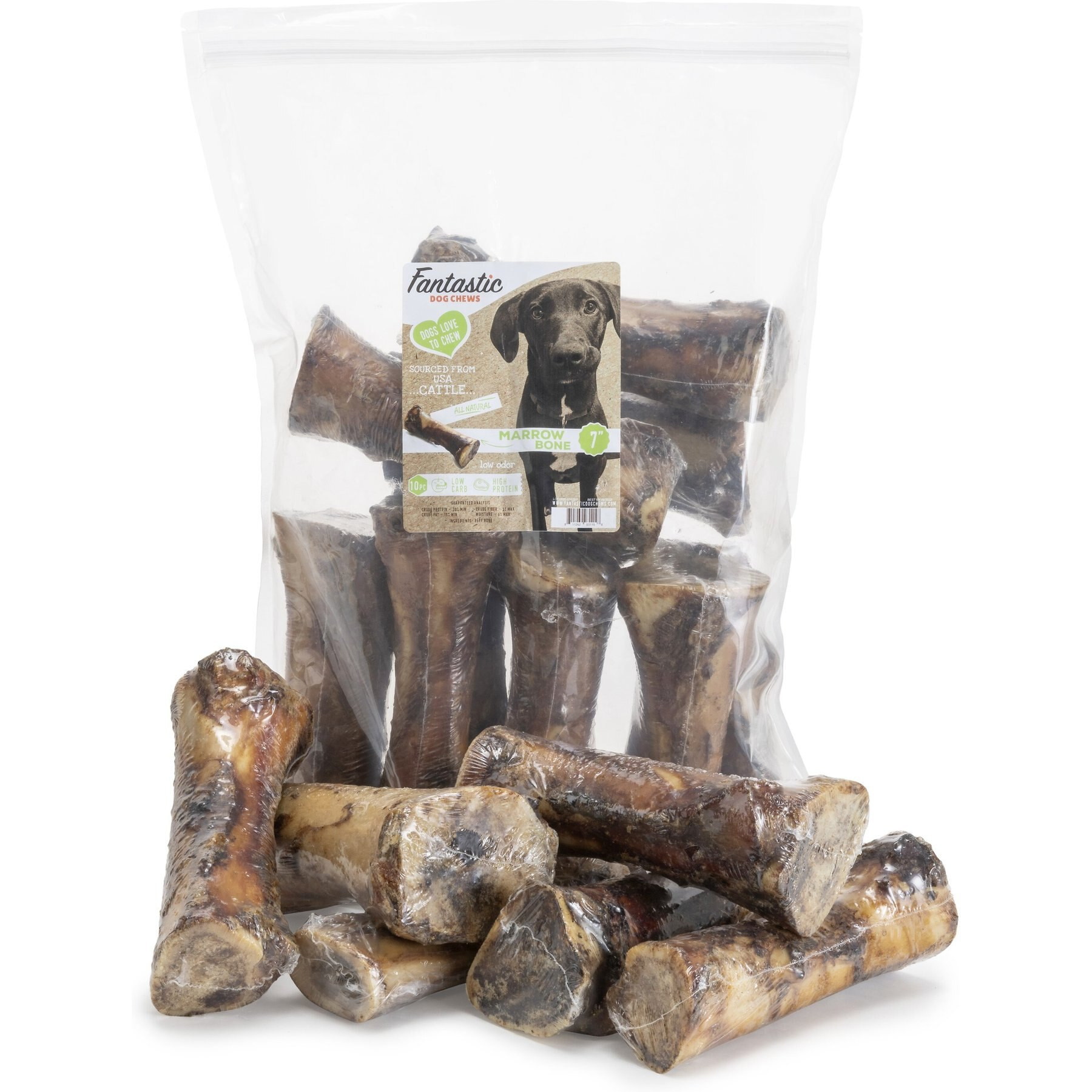 Fantastic Dog Chews Beef Marrow Bones Grain-Free Dog Treats, 10 count, 7-in | Chewy