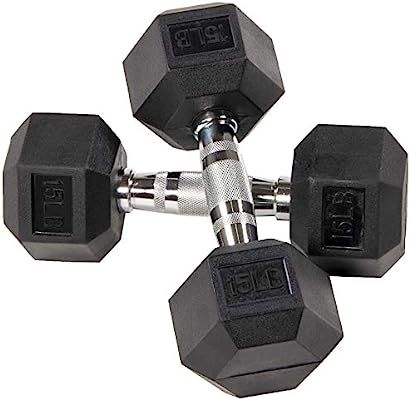 Sporzon! Rubber Encased Hex Dumbbell in Pairs or Singles | Amazon (US)
