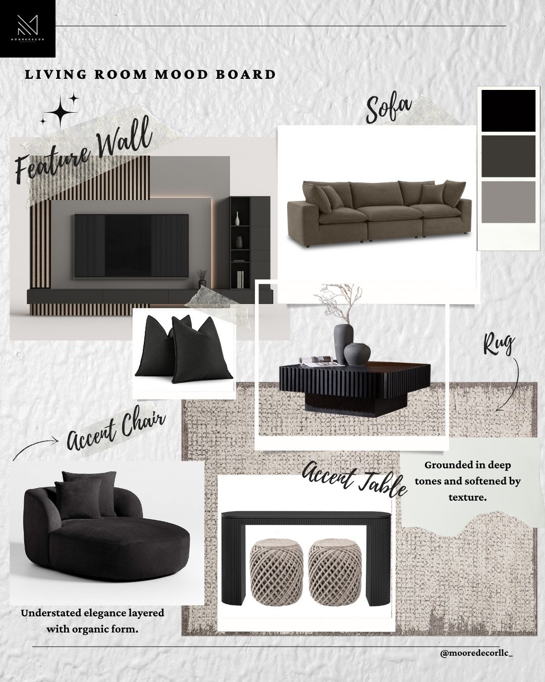 If you’re into bold contrast and moody vibes, this living room concept is calling your name. Sculptural accents, deep tones, and a slatted feature wall give it that elevated edge.

#LTKStyleTip #LTKHome