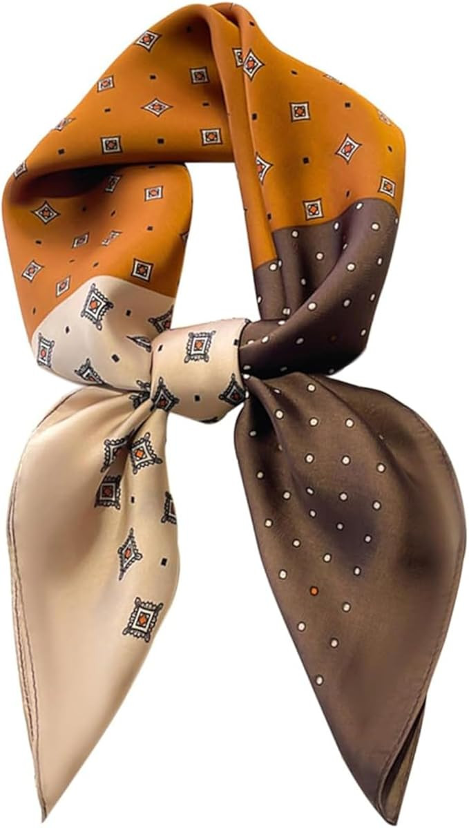 kcctoo 27.5" Mulberry Silk Feeling Head Scarf Women's Fashion Square Neck Satin Scarfs for Bag Ha... | Amazon (US)