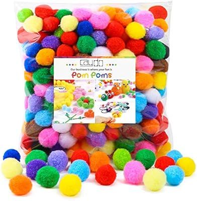 Caydo 300 Pieces 1 Inch Assorted Pompoms Multicolor Arts and Crafts Pom Poms Balls for DIY Art Cr... | Amazon (US)