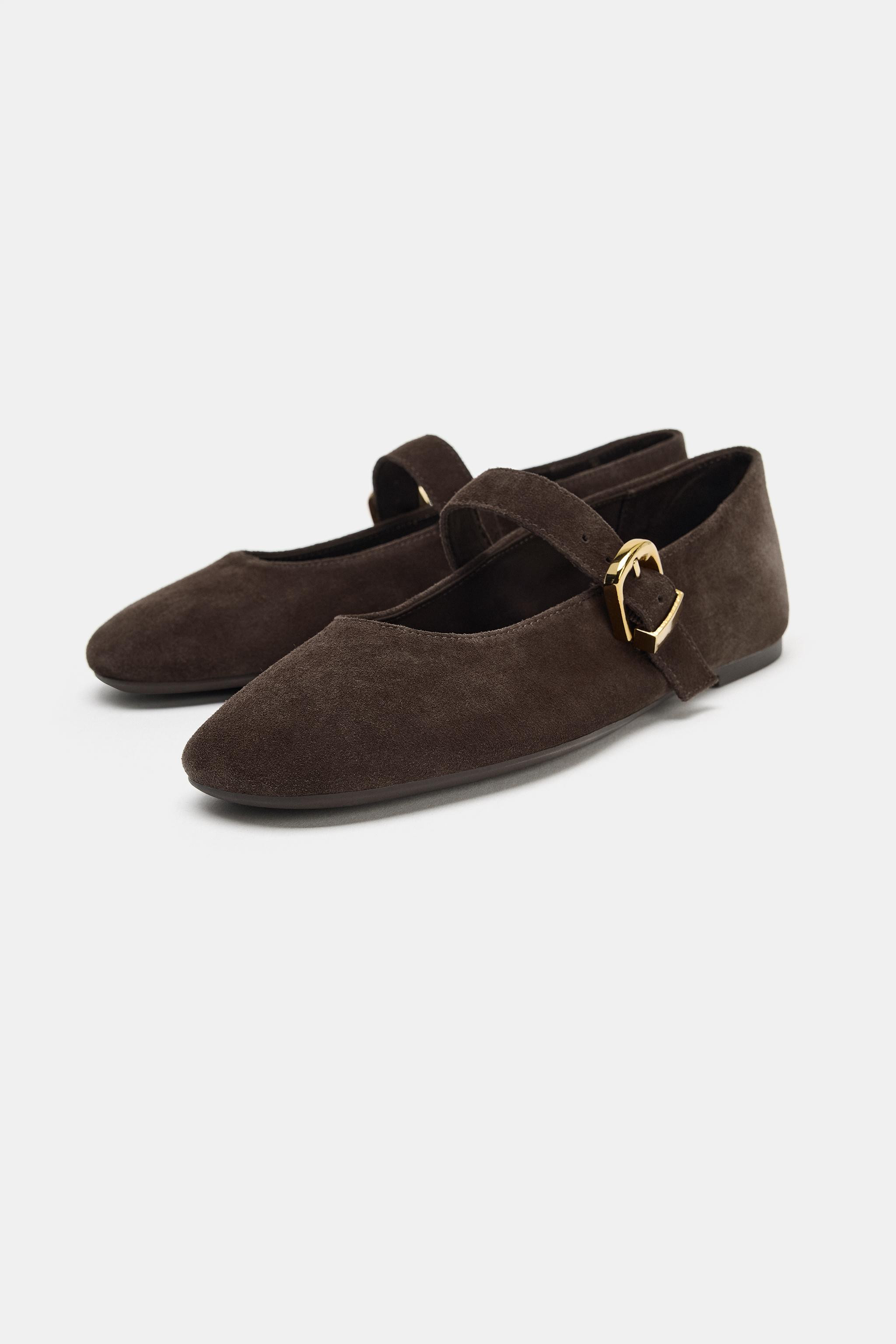 SUEDE BUCKLE BALLET FLATS | Zara US