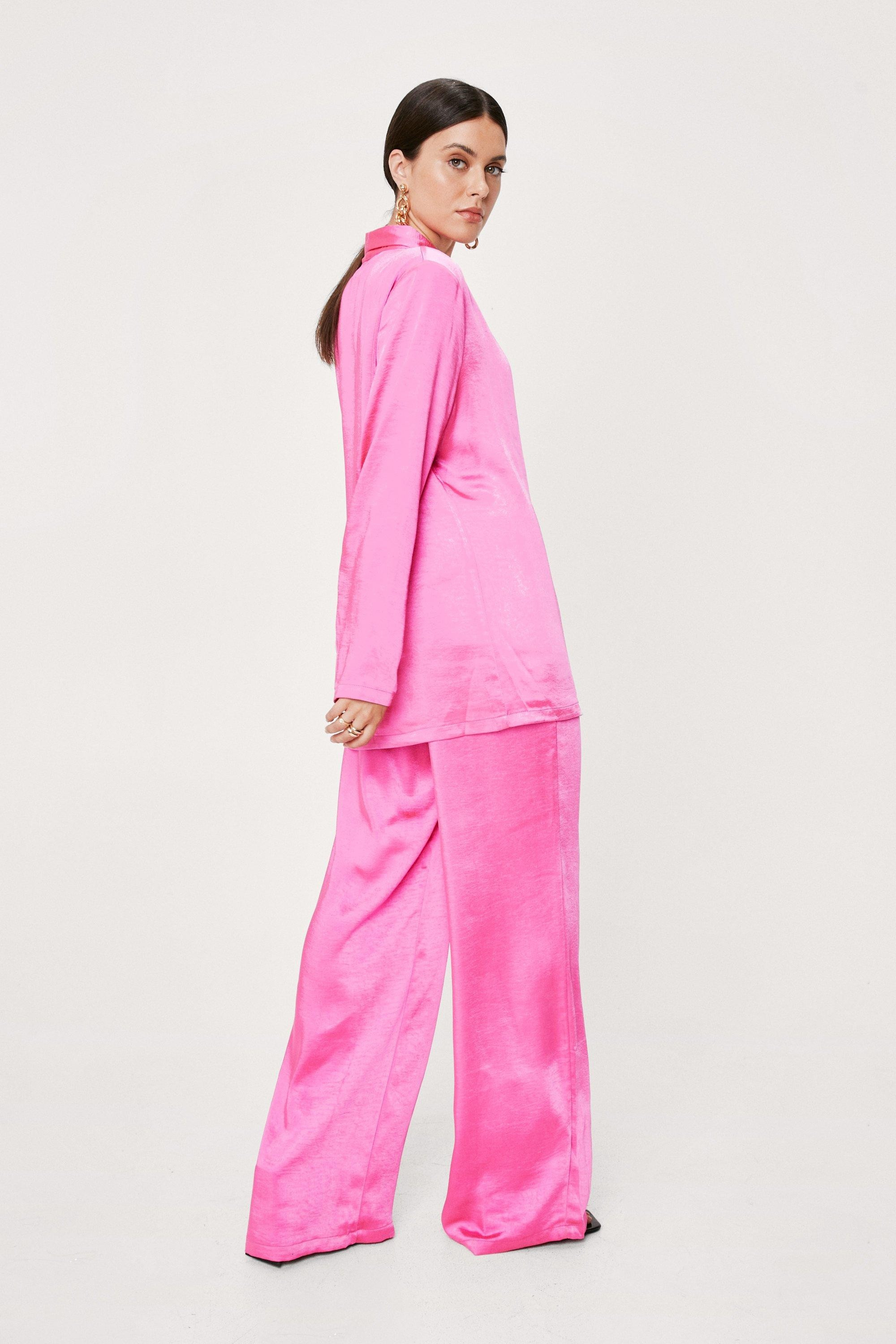 Satin Wide Leg High Waisted Pants | Nasty Gal (US)