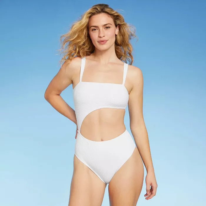 Women's Ribbed Cut Out One Piece Swimsuit - Shade & Shore™ | Target