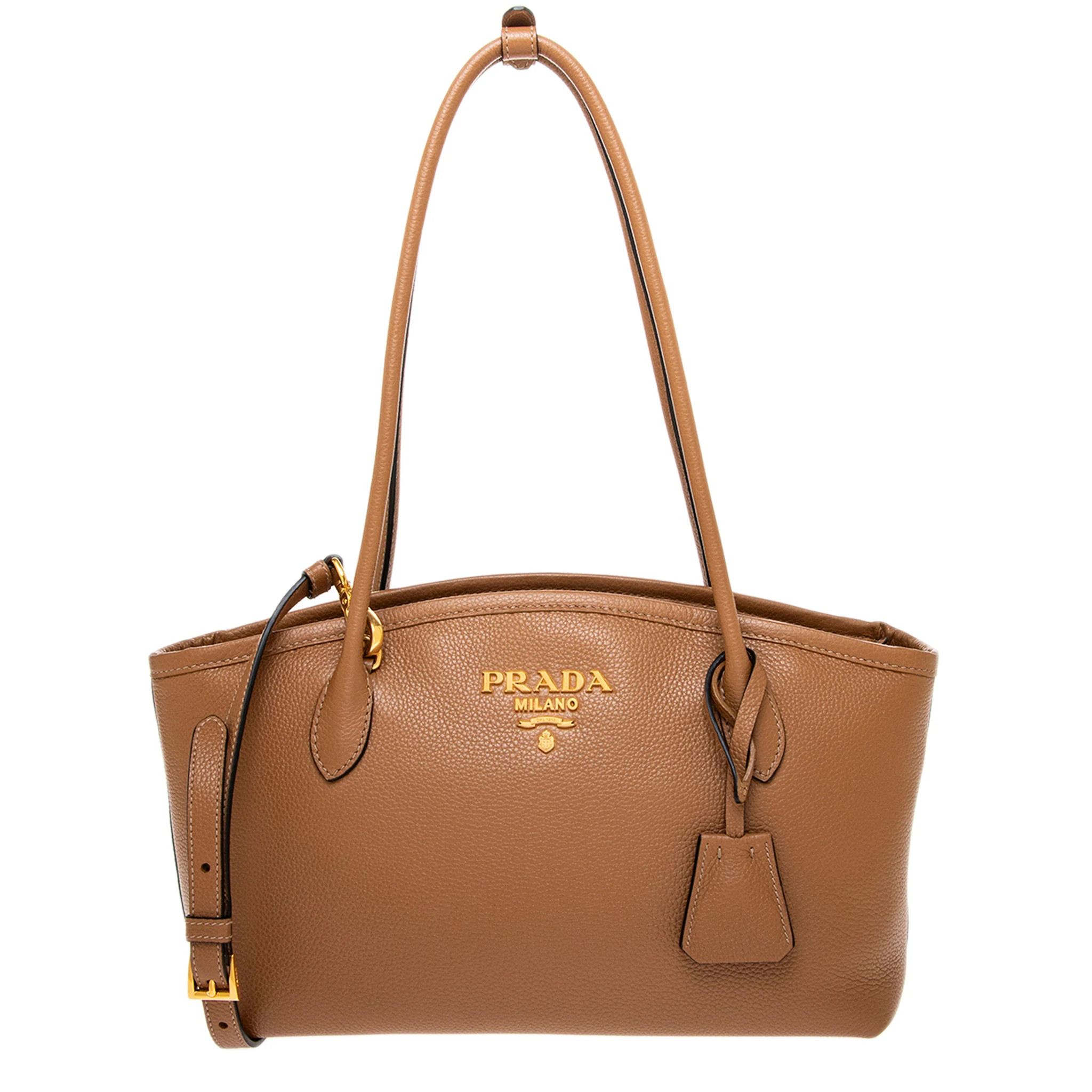 Prada Vitello Phenix Shoulder Bag - Brown | Overstock