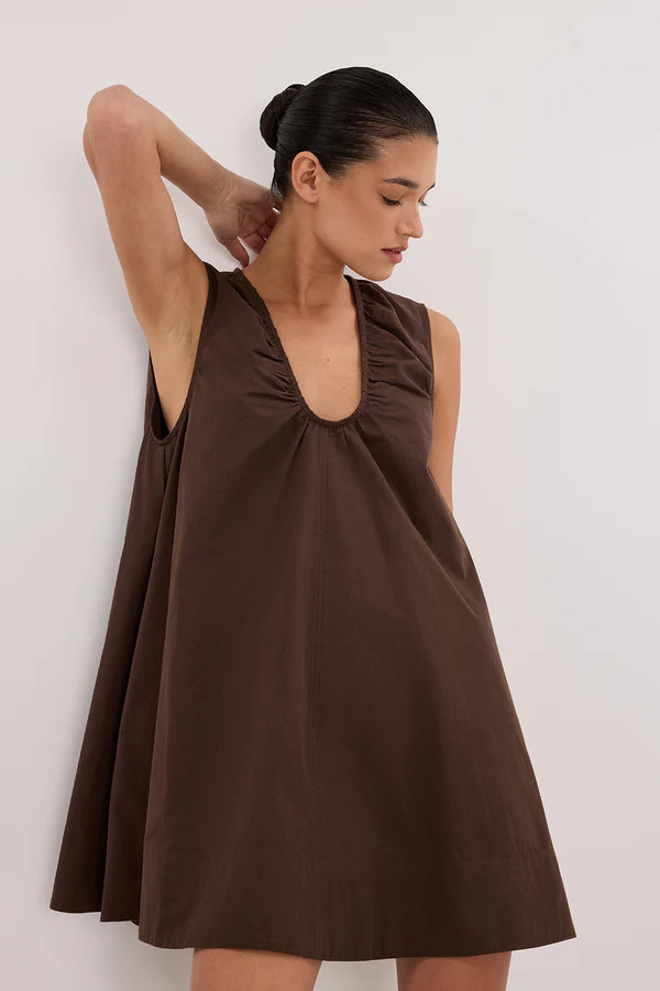 GABBY BITTER CHOC MINI DRESS | DISSH