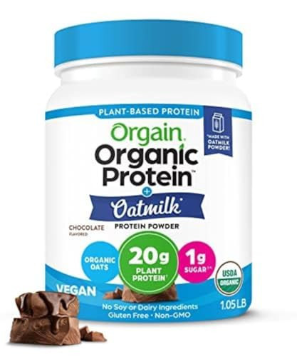 Orgain Organic Vegan Protein Powder + Oat Milk, Chocolate - 20g Plant Based Protein, Gluten Free, No Dairy, Soy or Lactose Ingredients, Low Sugar, Non-GMO, Kosher, For Shakes & Smoothies - 1.05lb | Amazon (US)