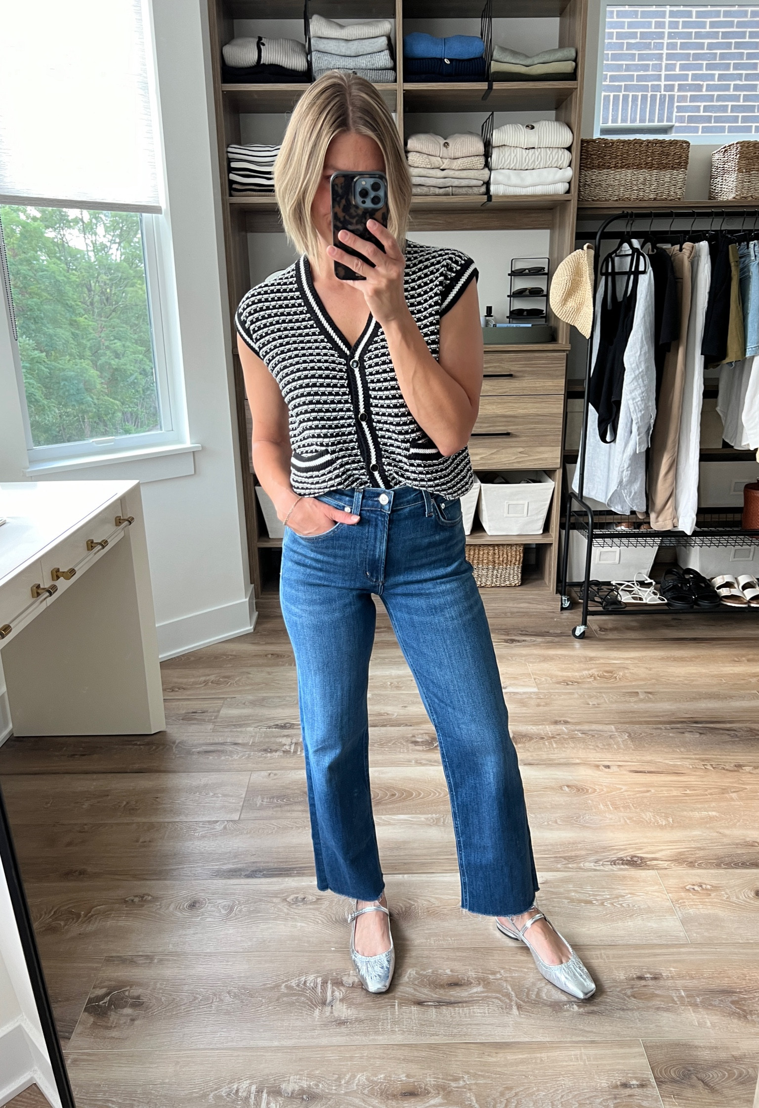 Wearing small vest, 25 jeans (sized down one), flats tts 

#LTKOver40 #LTKFindsUnder100 #LTKStyleTip