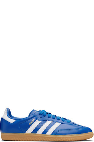 adidas Originals - Blue & White Samba OG Sneakers | SSENSE