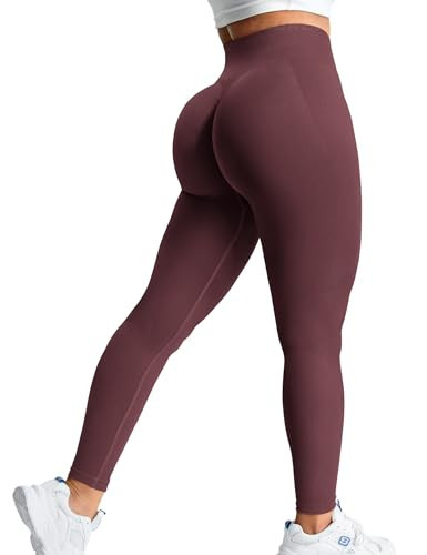 YEOREO Amplify Leggings for Women Seamless Scrunch Leggings Butt Lifting Gym High Waisted Athletic Leggings Dark Red | Amazon (US)