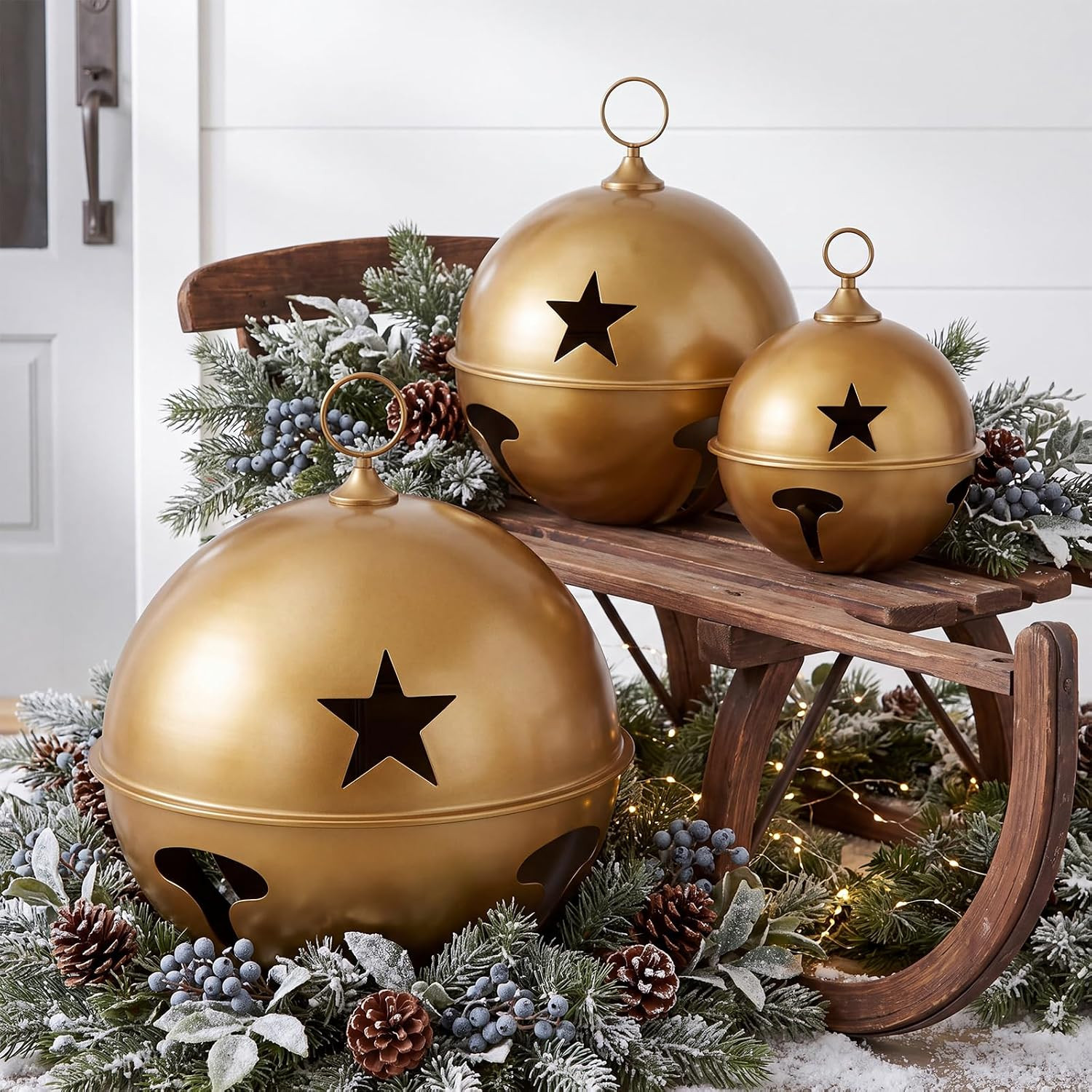 LEIFIDE Juego de 3 cascabeles de hierro de Navidad de gran tamaño | Amazon (US)