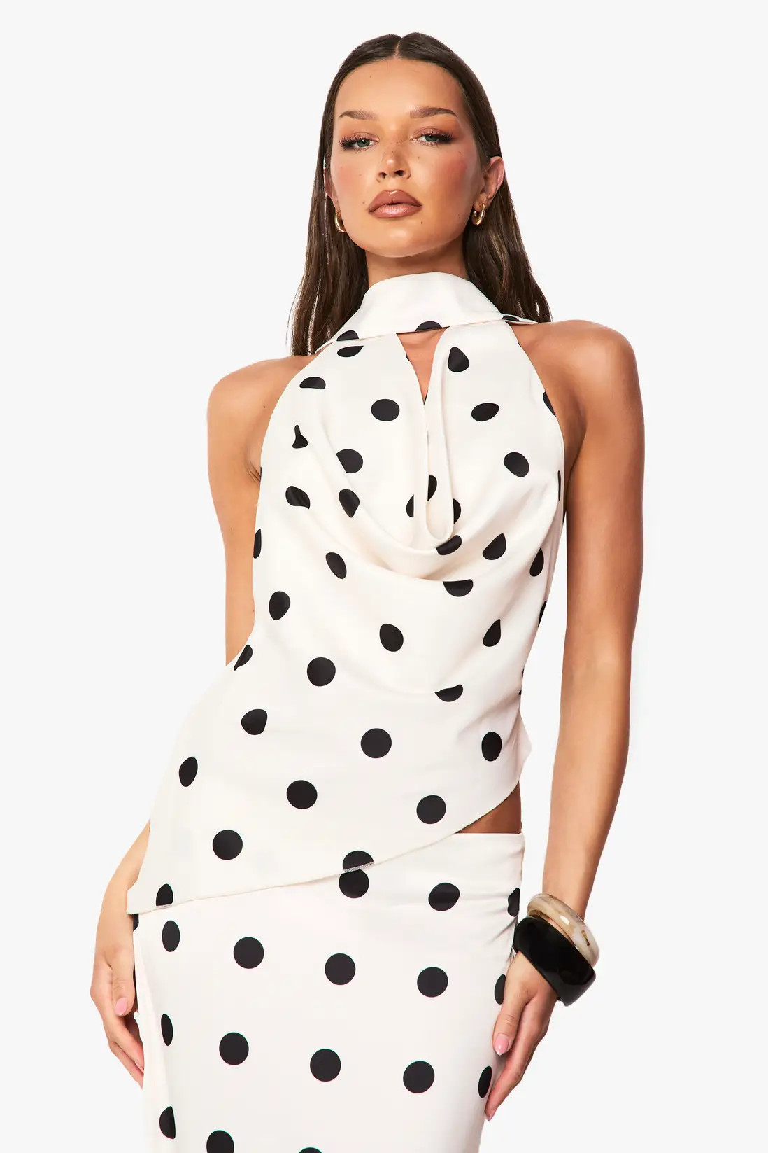 Tops | Satin Polka Dot Cowl Neck Top | boohoo | Boohoo.com (UK & IE)