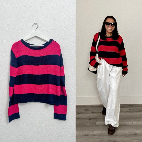 Polo Ralph Lauren Striped Sweater – Pink & Navy (L) | Poshmark