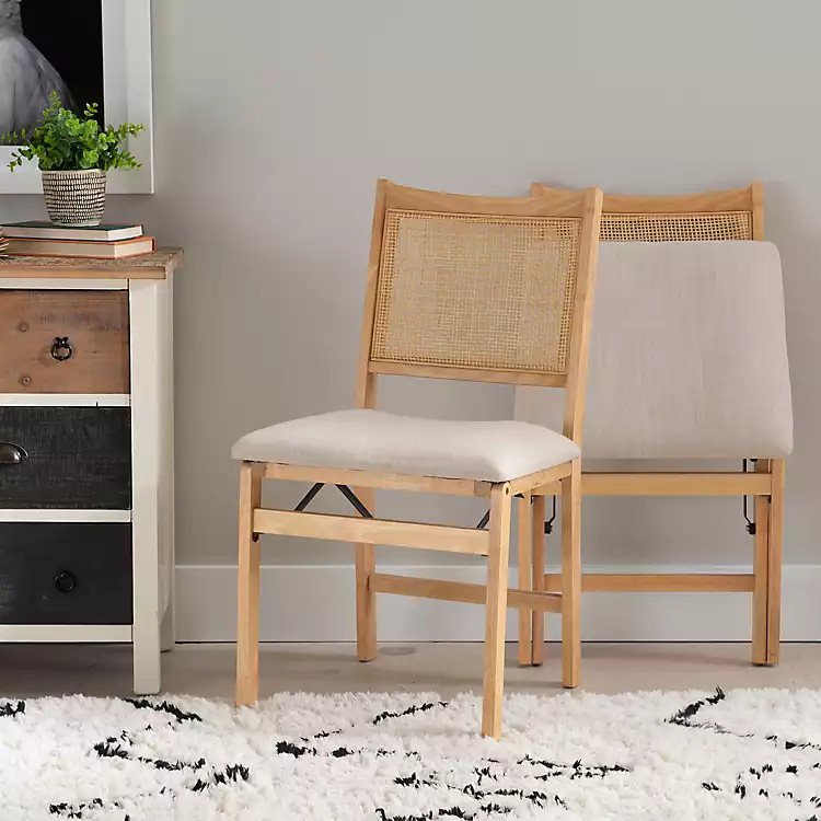 Folding Rattan Cane Back Cushioned Chair | Kirkland's Home