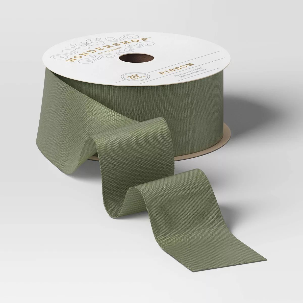 1.5" Fabric Christmas Ribbon 20' Green - Wondershop™ | Target