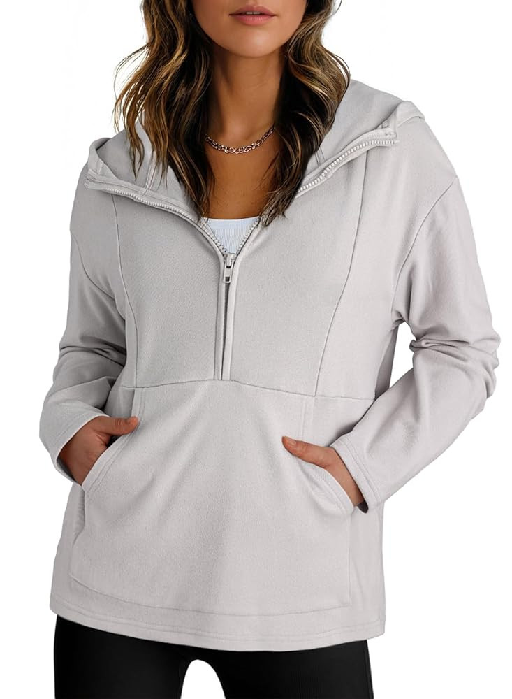 Dokotoo Hoodies for Women Soft Fleece Half Zip Up Hoodie Long Sleeve Casual Pullover Oversized Sw... | Amazon (US)