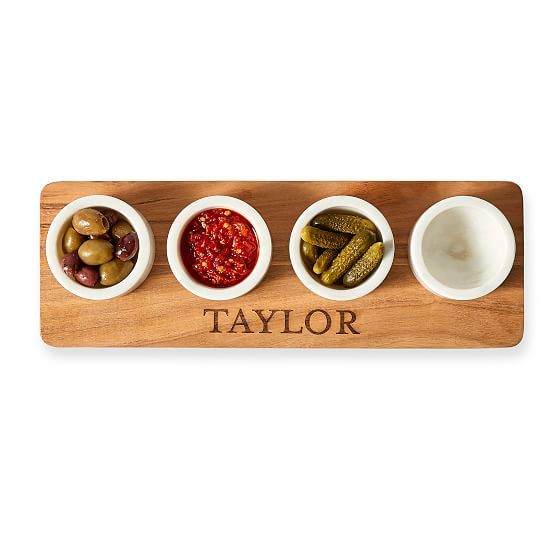 Wood and Marble Condiment Set of 4 | Mark and Graham