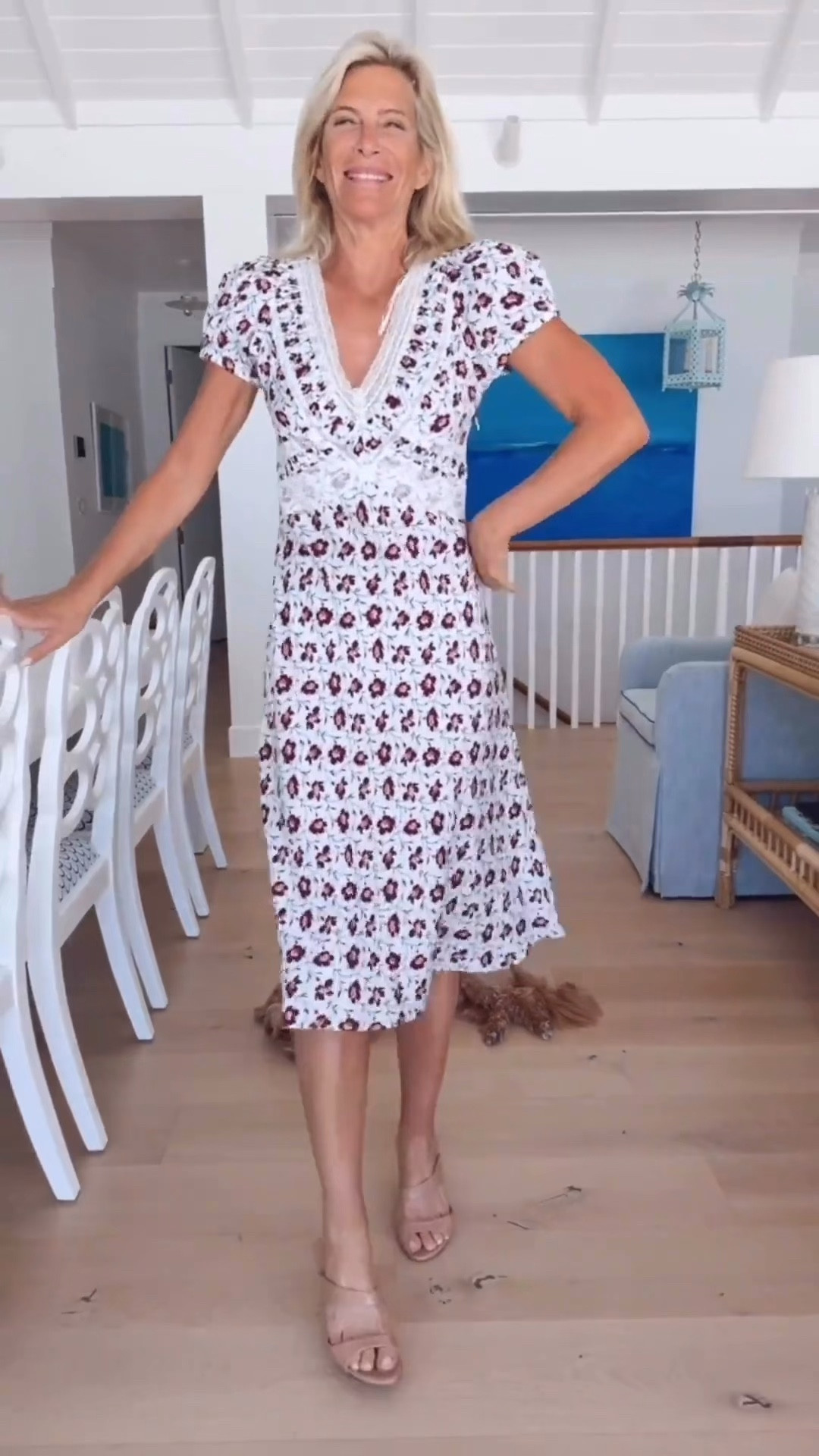 Flattering midi dress with a soft print and feminine silhouette.

#LTKootd #LTKOver40 #LTKSaleAlert