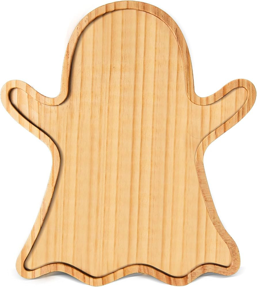 AWIZOM Halloween Wooden Serving Platter Ghost Shape Serving Tray Halloween Wood Charcuterie Board... | Amazon (US)