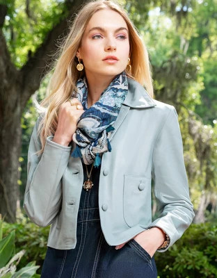 Bailey Leather Jacket Quarry | Spartina 449