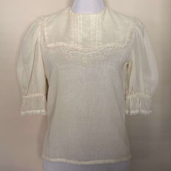 Vintage Gunne Sax Collared Ivory Blouse | Poshmark