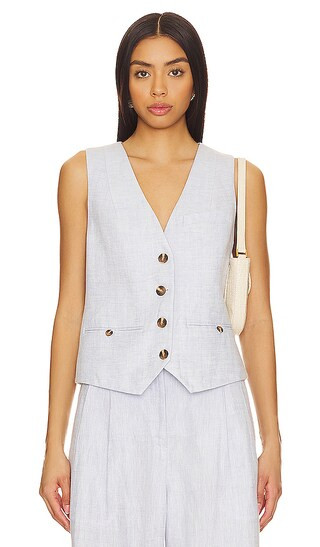 Brisa Oversized Tailored Vest in Ice Blue | Revolve Clothing (Global)