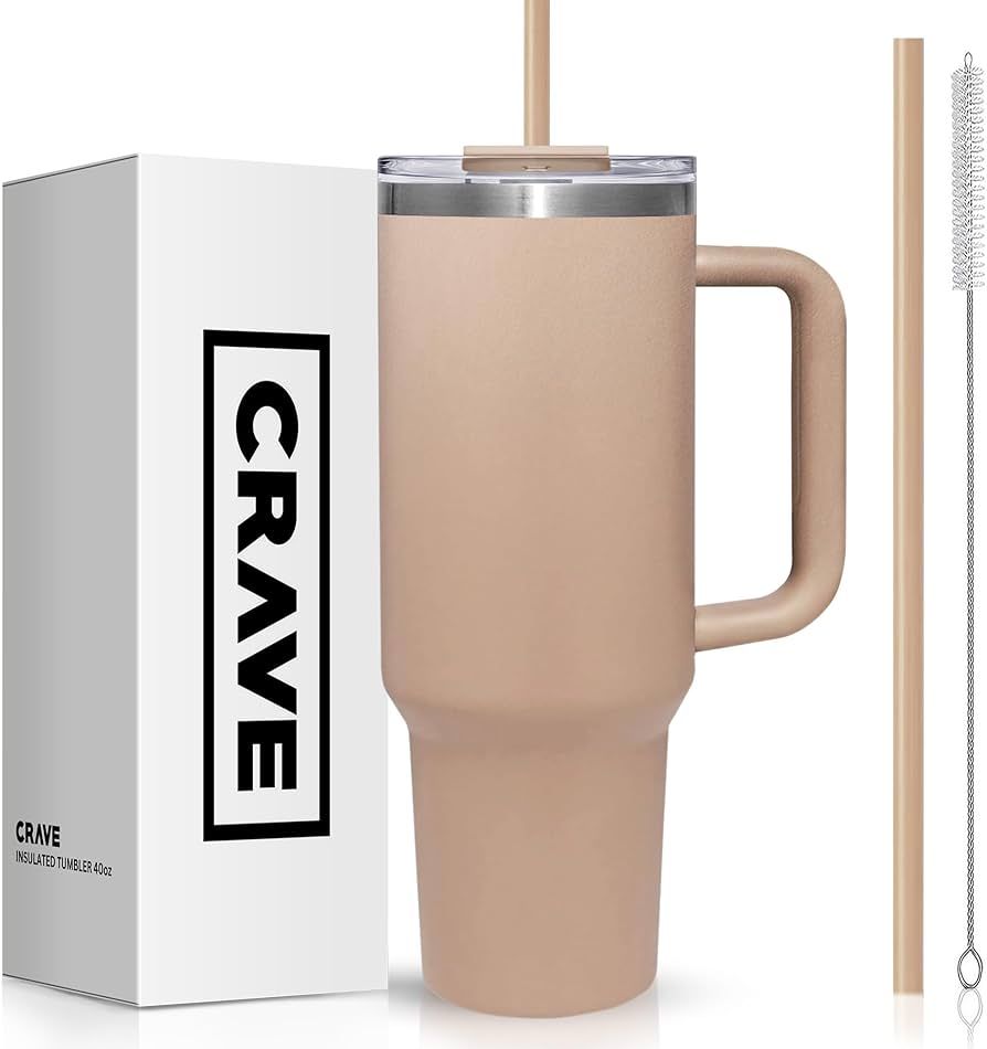 Crave Cups 40oz Tumbler with Lid and Straw l Reusable Spill Proof Double Wall Insulated Stainless... | Amazon (US)
