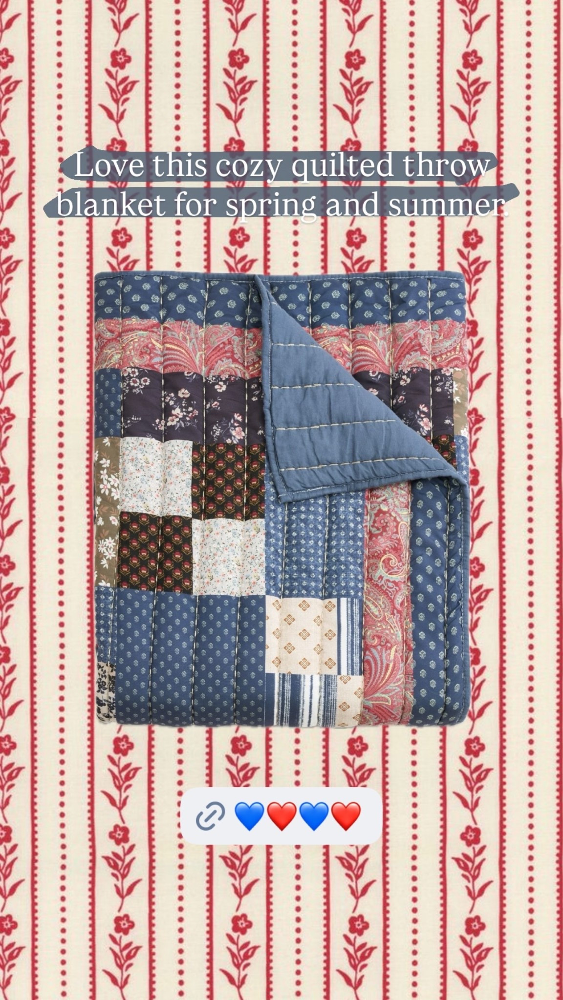 Love this cozy quilted throw blanket for spring and summer.