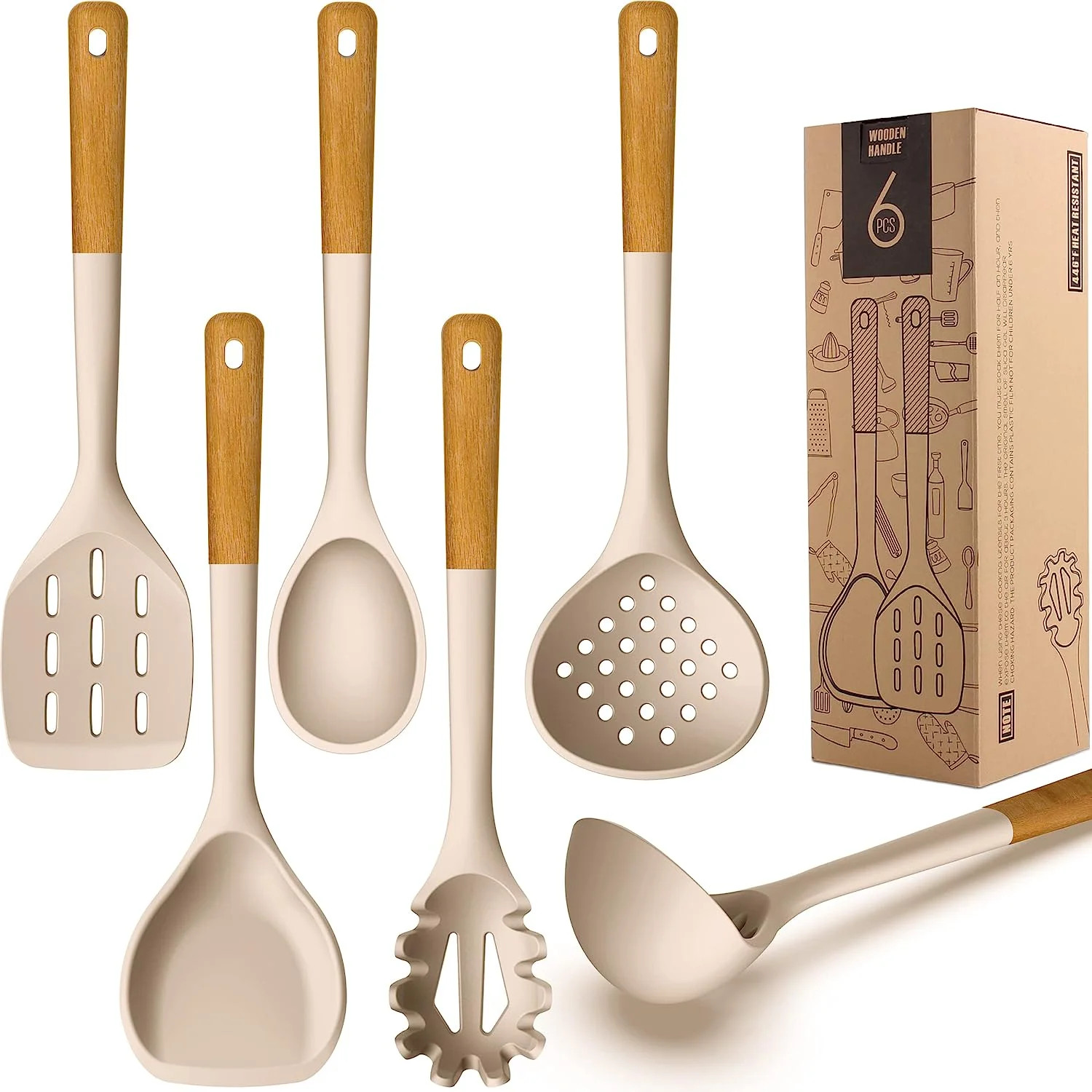Large Silicone Cooking Utensils - Heat Resistant Kitchen Utensil Set with Wooden Handles, Spatula... | Walmart (US)