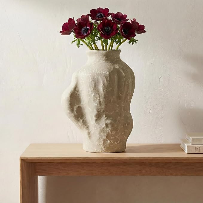 Cyprien Vase, Round, Ecomix, Freeform Modern Silhouette, Decorative Use Only, Large, Light Brown | Amazon (US)