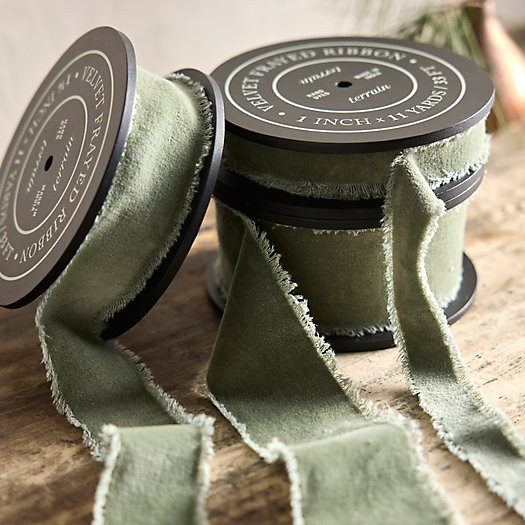 Antiqued Frayed Velvet Ribbon | Terrain