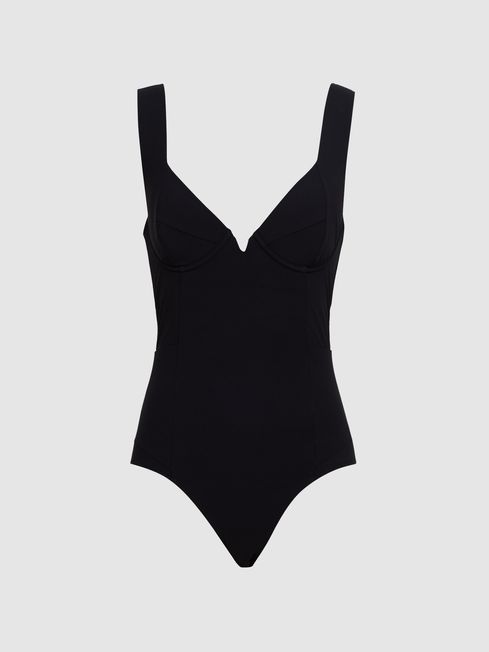 Reiss Black Tally Underwire Swimsuit | Reiss (UK)
